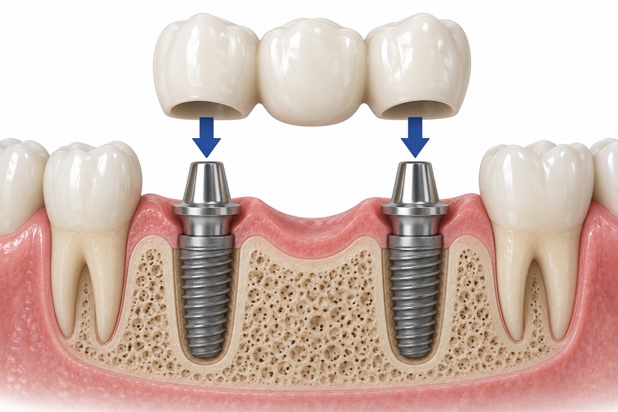cau rang tren implant