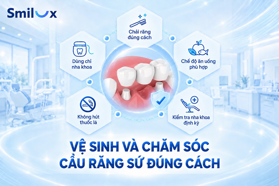 Hướng dẫn vệ sinh và chăm sóc cầu răng sứ đúng cách