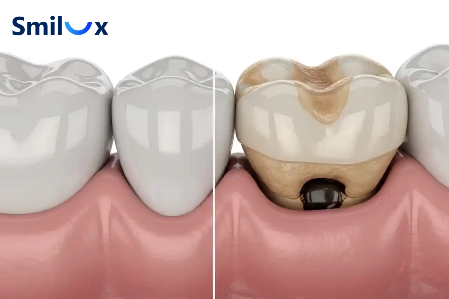 Dấu hiệu bọc răng sứ khó nhai thường gồm đau khi nhai, răng cạ nhau, mỏi hàm