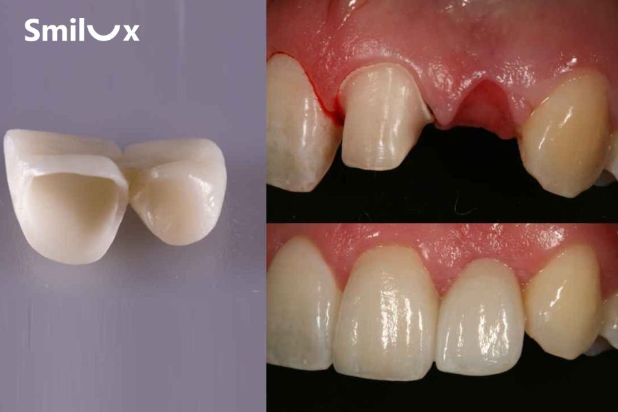 Phải mài 1 răng khỏe mạnh kế bên răng đã mất để làm trụ đỡ