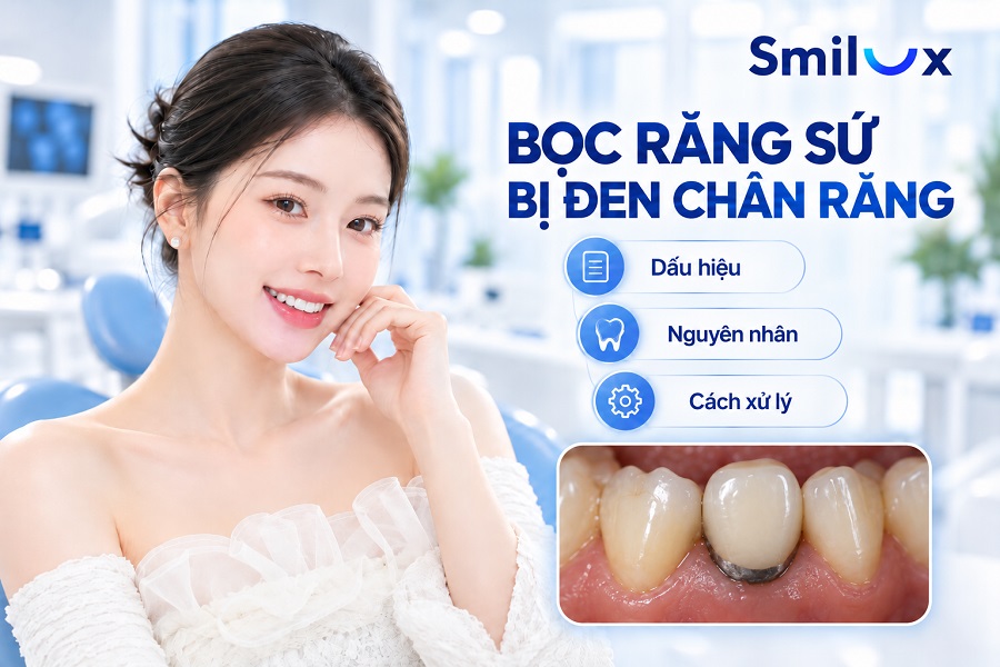 Bọc răng sứ bị đen chân răng: Dấu hiệu, nguyên nhân và cách khắc phục