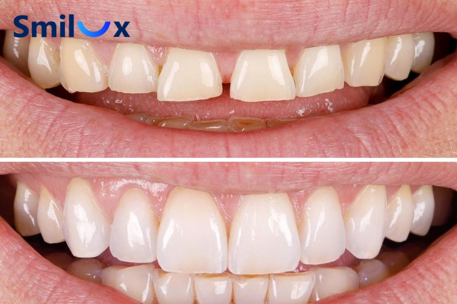 Bọc răng sứ 2 răng cửa là kỹ thuật phục hình sử dụng hai mão sứ để bao phủ thân răng thật