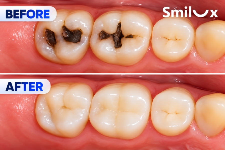 Hình ảnh trước và sau khi trám răng